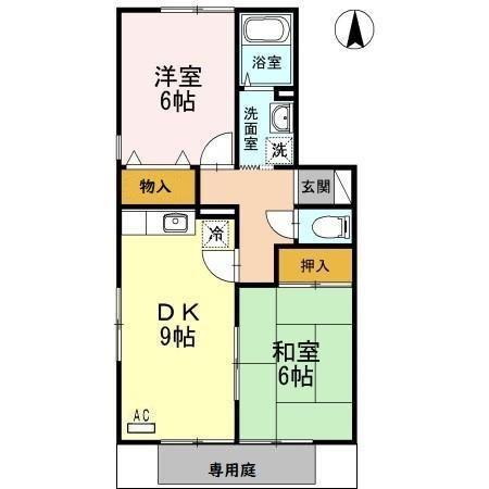 コスモスA(2DK/1階)の間取り写真