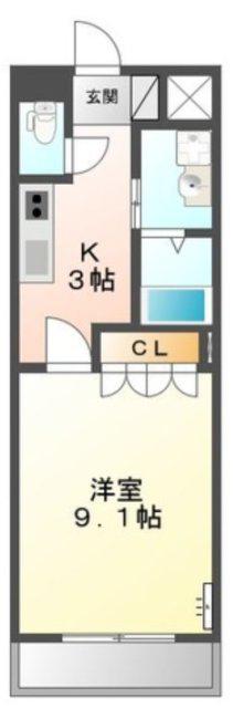 ラティール(1K/2階)の間取り写真