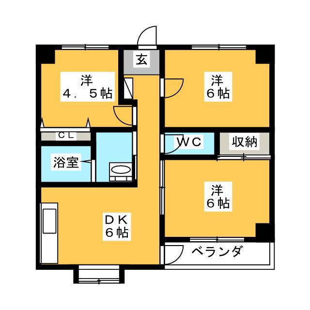 インペリアルハイツOHTAKE(3DK/2階)の間取り写真