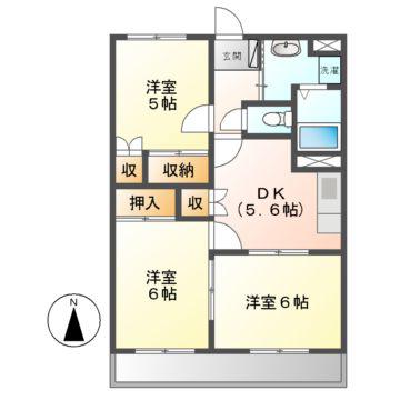 グリーンハイムK(3K/1階)の間取り写真