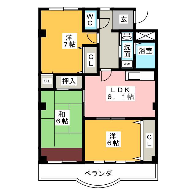 ベレーザII(3LDK/2階)の間取り写真