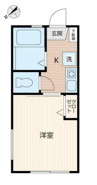 ジーエーパーク戸部A(1K/1階)の間取り写真