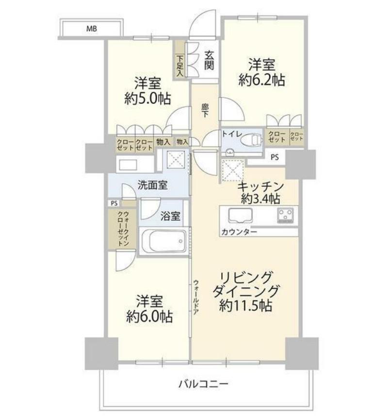 プライムパークス品川シーサイド ザ・タワー(3LDK/24階)の間取り写真