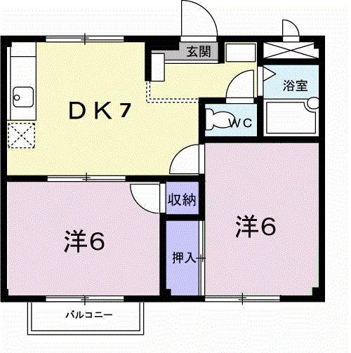 シティハイツ冨士(2DK/2階)の間取り写真
