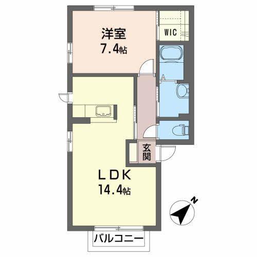 パルク桜新町(1LDK/1階)の間取り写真