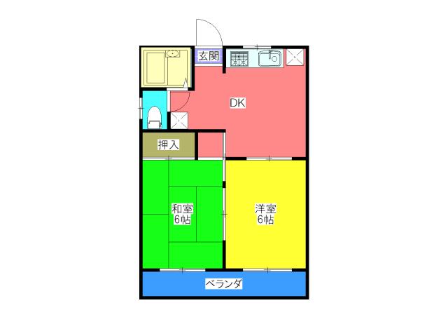 サンハイツ六実(2DK/1階)の間取り写真