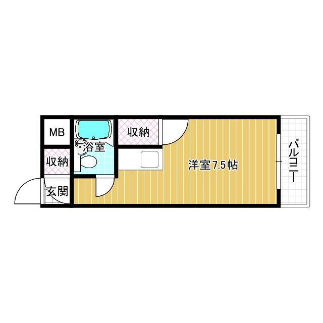 SENSE TONDABAYASHI本館(ワンルーム/1階)の間取り写真