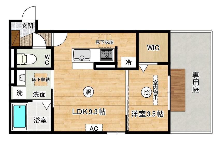 D-ROOM下富野(1LDK/1階)の間取り写真