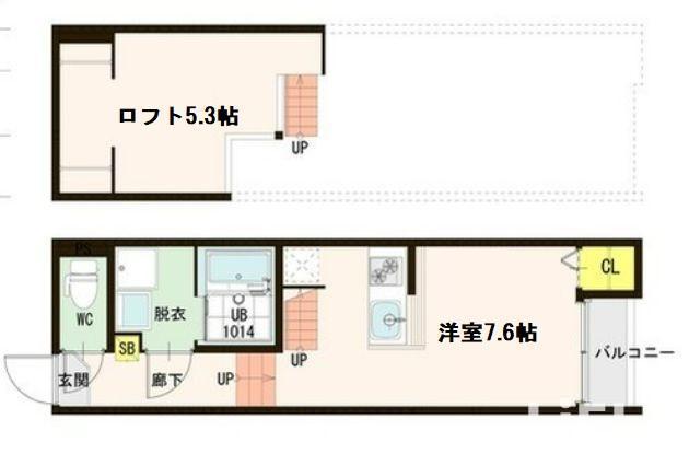 SAKURA COURT(1K/2階)の間取り写真