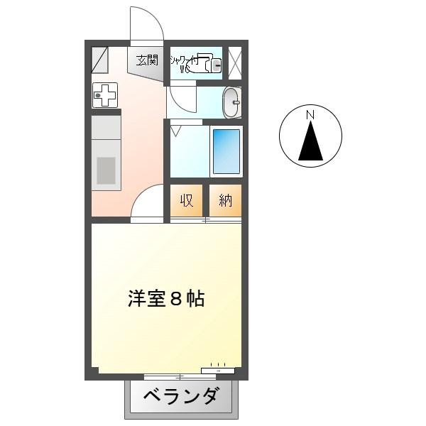 ソレアードスール(1K/2階)の間取り写真