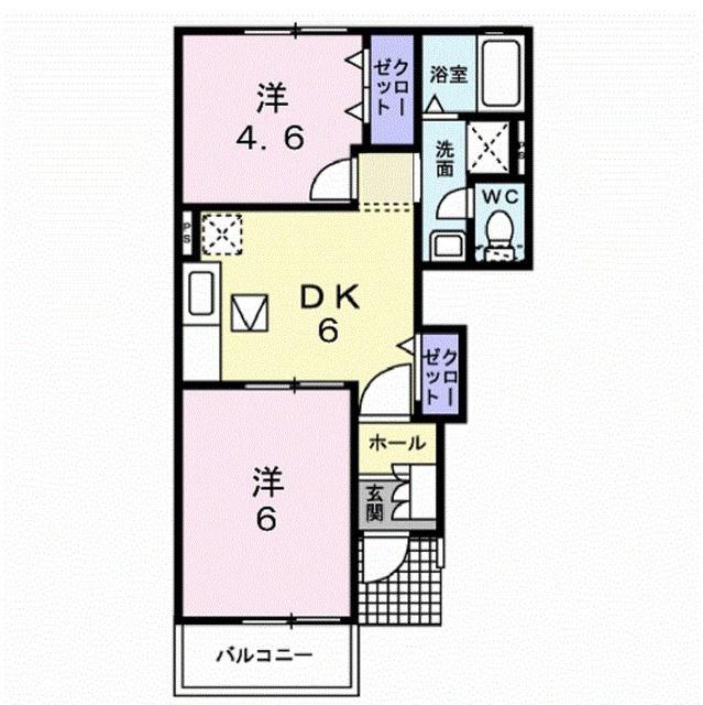 セレノ八島台(2DK/1階)の間取り写真