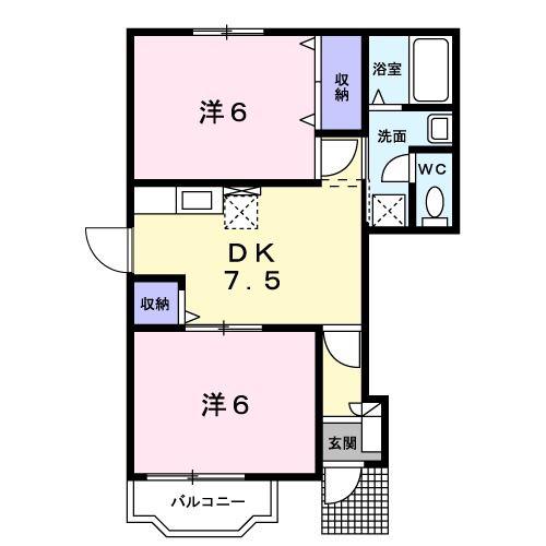 サンパティークKB(2DK/1階)の間取り写真