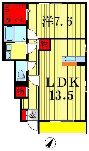 クリアシーズンズC号棟(1LDK/1階)の間取り写真