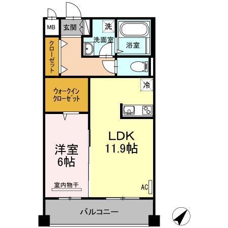 アイコート中東(1LDK/2階)の間取り写真