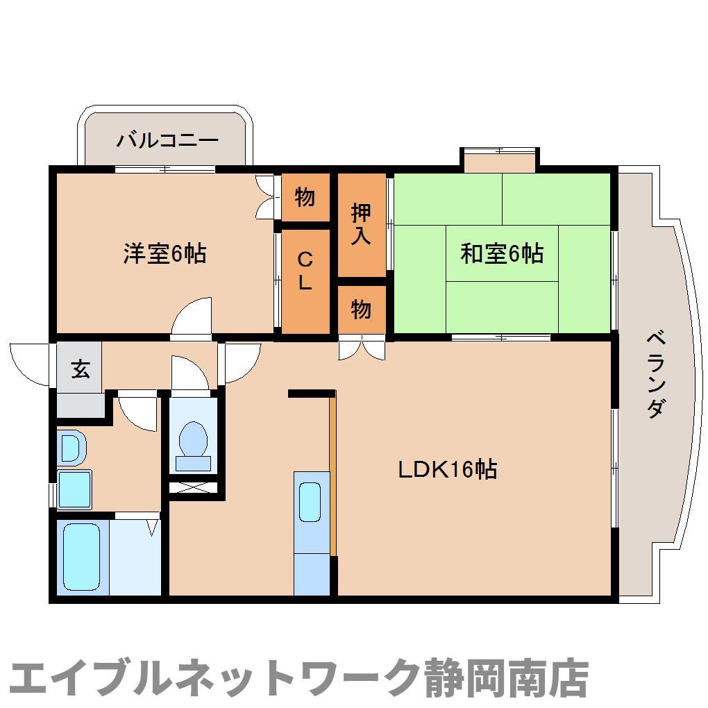 クレッセント江崎(2LDK/3階)の間取り写真