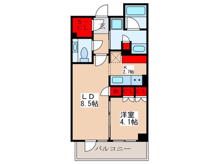 BRILLIA TOWERS目黒ノースレジデンス(1LDK/14階)の間取り写真