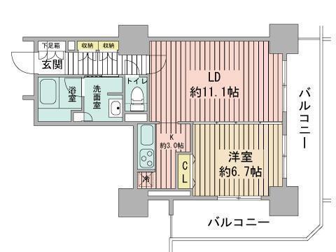 プライムアーバン札幌リバーフロント(1LDK/11階)の間取り写真
