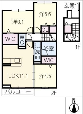 パストラル(3LDK/2階)の間取り写真
