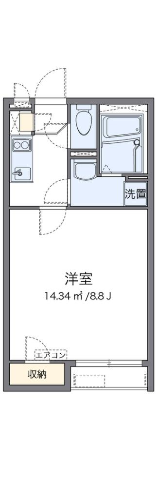 クレイノ日新香里園(1K/2階)の間取り写真