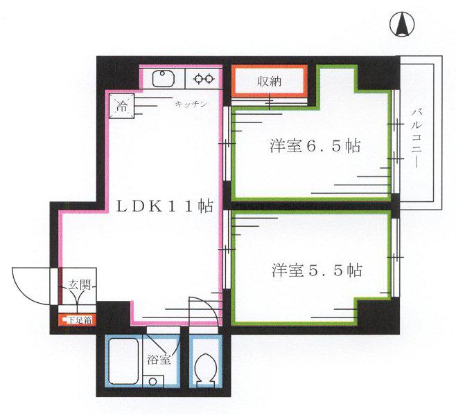 ラミアカーザ中野(2LDK/3階)の間取り写真