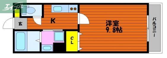 サンステージ大和町(1K/1階)の間取り写真