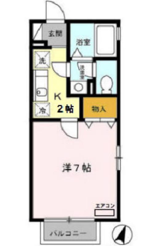 クレール和ヶ原(1K/2階)の間取り写真