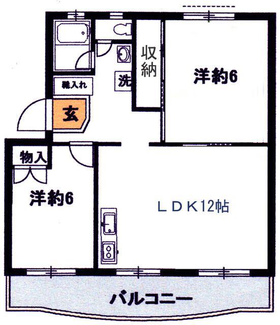 シャトルI(2LDK/4階)の間取り写真