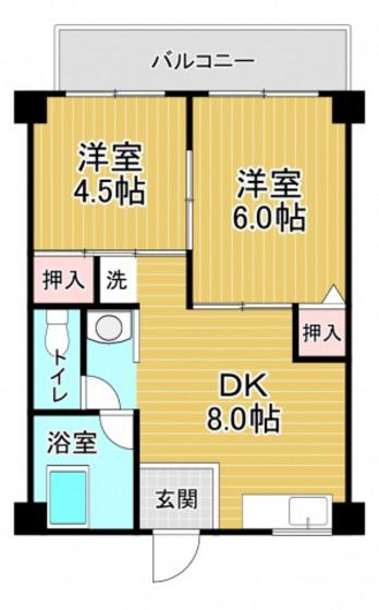 第1吉岡ビル(2DK/4階)の間取り写真