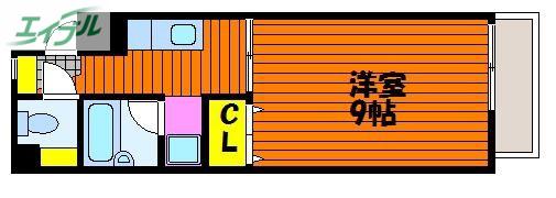 アミスター大供(1K/7階)の間取り写真