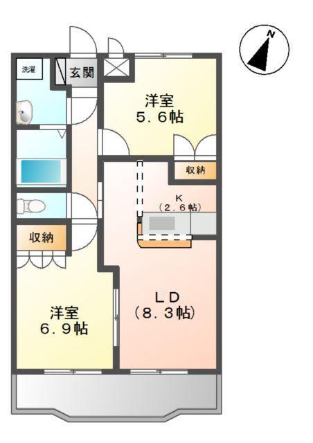 クレアウィンド(2LDK/2階)の間取り写真