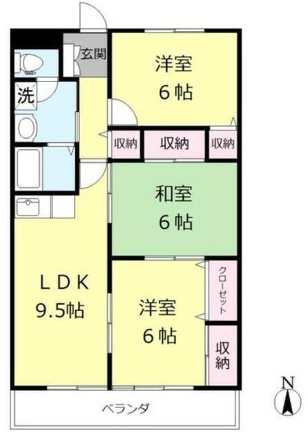 ファミリーピア越谷(3LDK/2階)の間取り写真