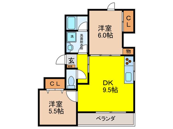 あすかBLDG(2DK/5階)の間取り写真