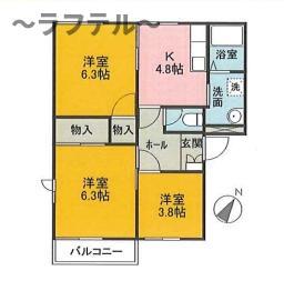 アイリスA(3K/2階)の間取り写真