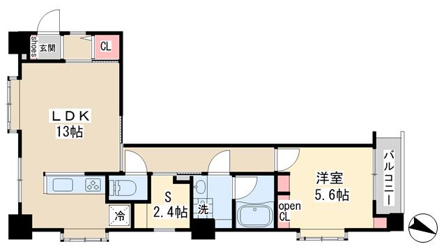 ベルシャンブル小山(1SLDK/4階)の間取り写真