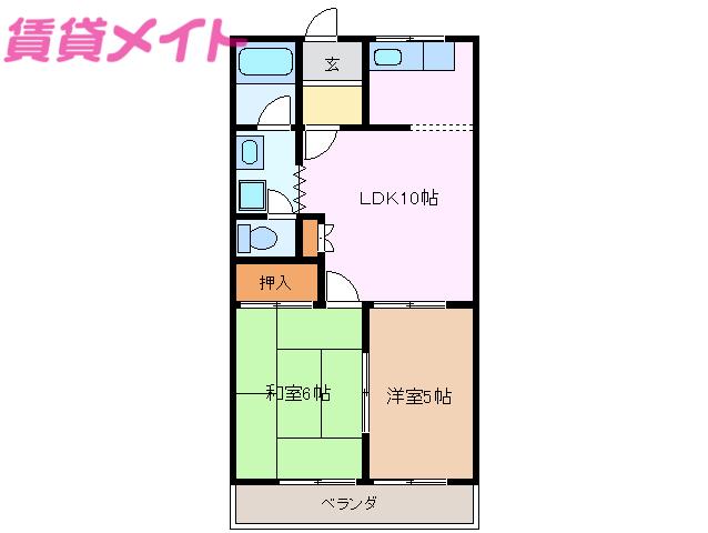 アークヒルズ栄B(2LDK/1階)の間取り写真