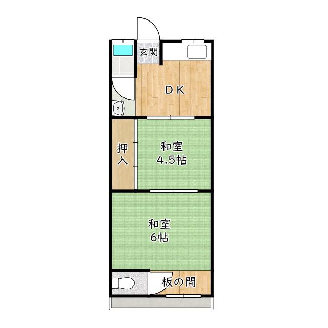 ひとみマンション(2DK/1階)の間取り写真