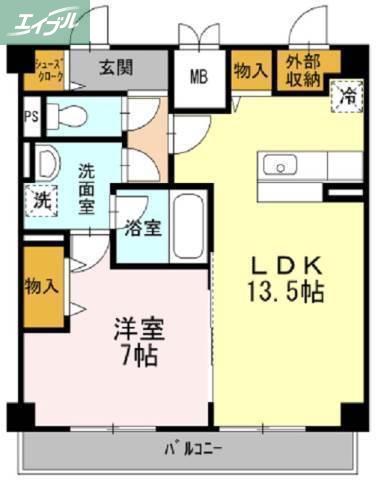 田町ガーデンハイツ(1LDK/5階)の間取り写真