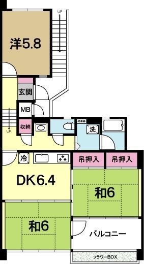 OHANA COURT-1(3DK/4階)の間取り写真