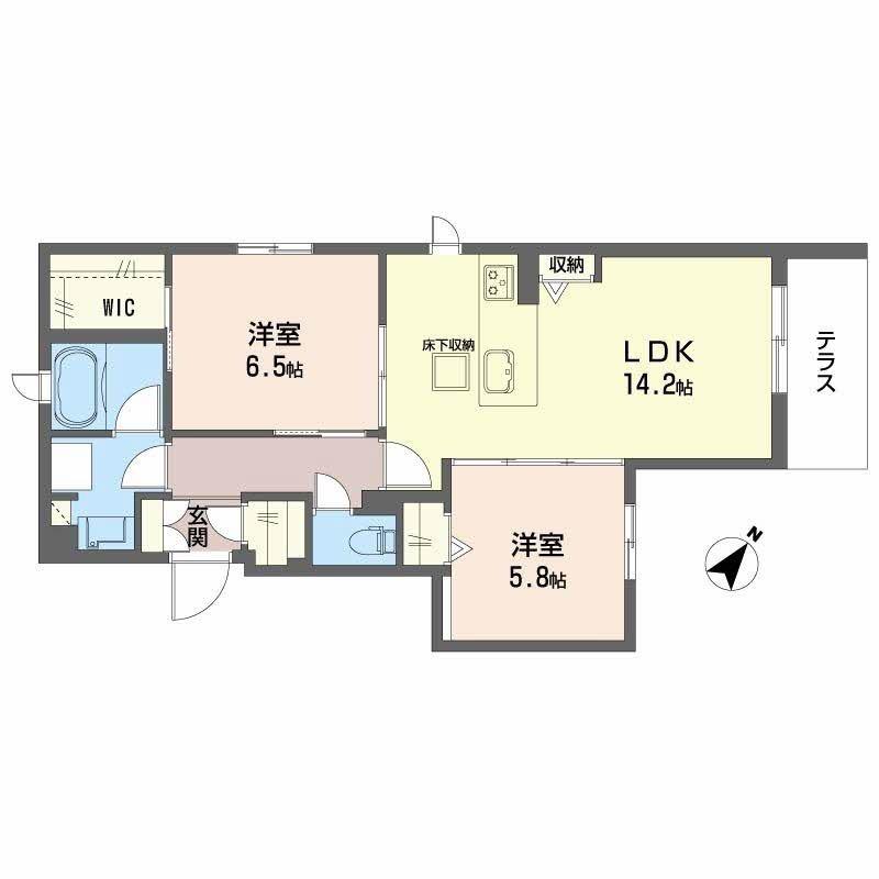 ことぶき(2LDK/1階)の間取り写真