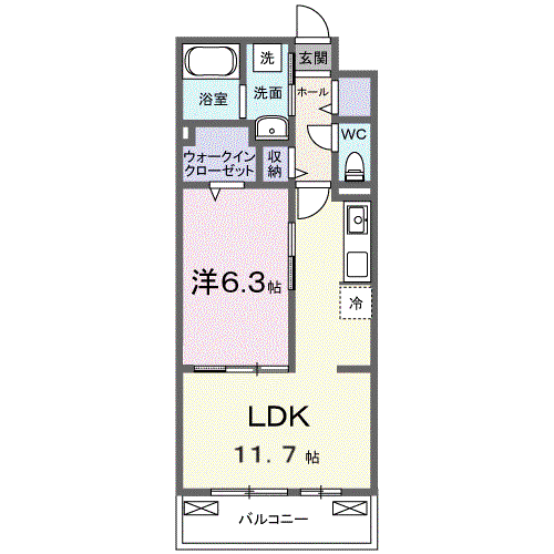 ブライトリーフ(1LDK/2階)の間取り写真
