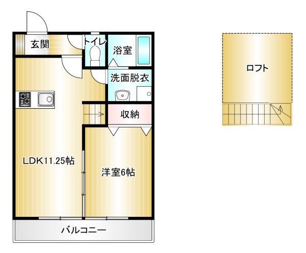 ネクスト・ライフ ONE(1LDK/2階)の間取り写真