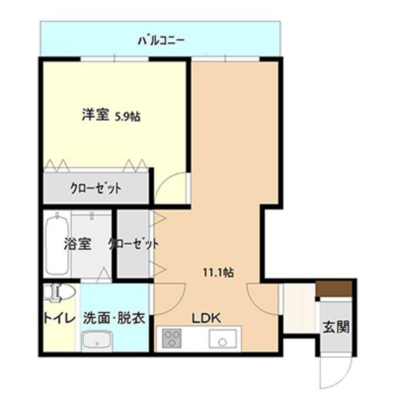 コンチネンタル砂町(1LDK/3階)の間取り写真
