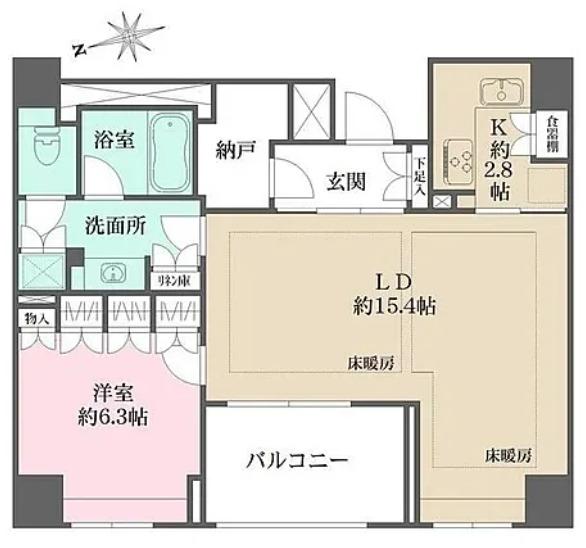 パークハウス三番町(1LDK/7階)の間取り写真