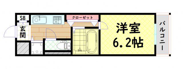 サムティ心斎橋イースト(1K/2階)の間取り写真