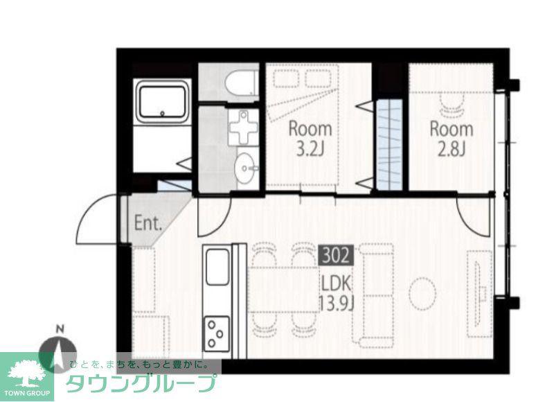 CREAL文京茗荷谷(2LDK/3階)の間取り写真