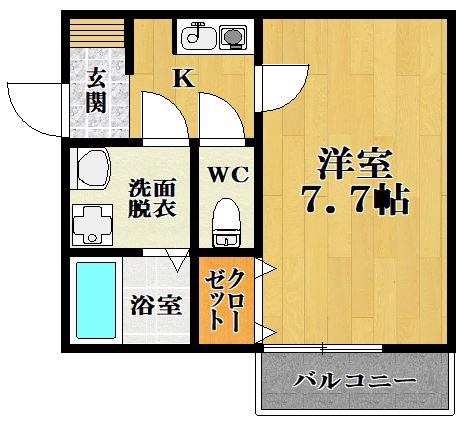 JPアパートメント松原(1K/3階)の間取り写真