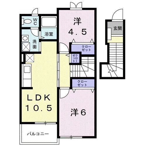 カームシーサイドIII(2LDK/2階)の間取り写真