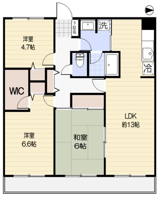 ウッディー遠藤(3LDK/5階)の間取り写真