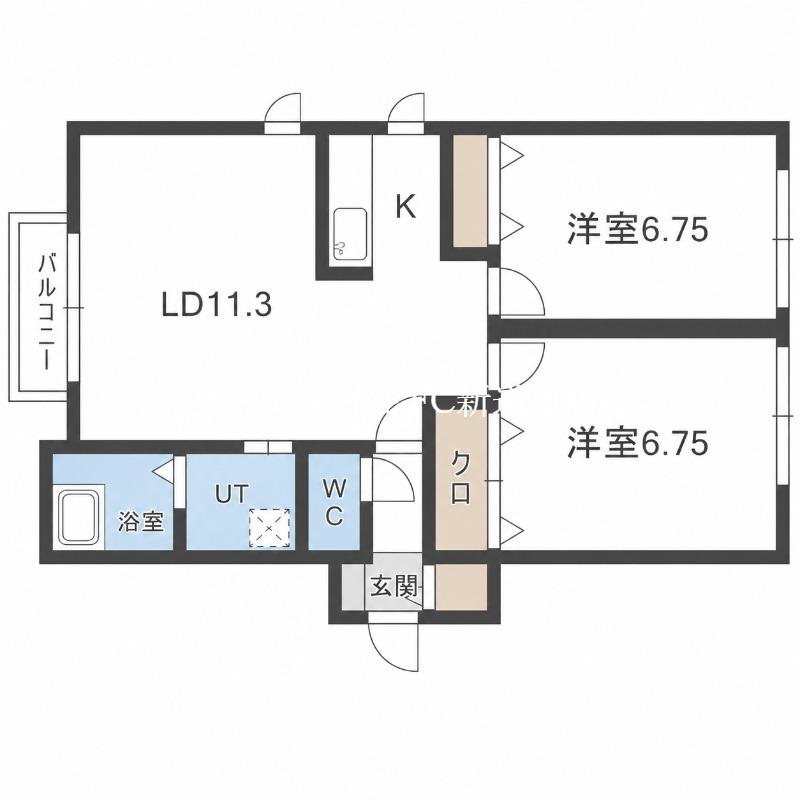 オランジュ元町(2LDK/1階)の間取り写真