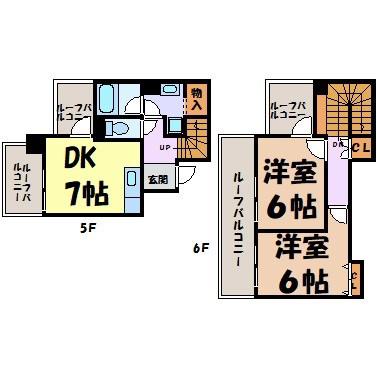 レスカール白金(2DK/6階)の間取り写真